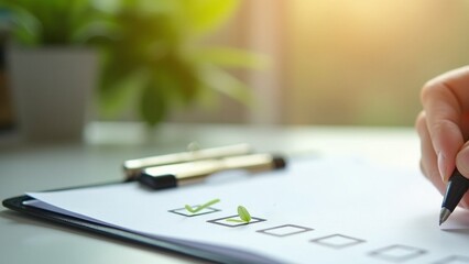 Hand checking off options on a list