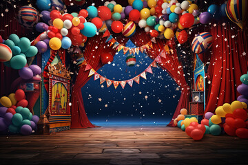 Joyful Christmas celebration with a festive carnival in the park, adorned with a beautifully decorated Christmas tree ,Generated By Ai