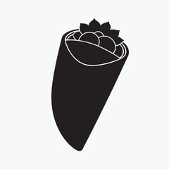 Fast Food Burrito Silhouette Icon  Vector Illustration Burrito Clipart for Prints