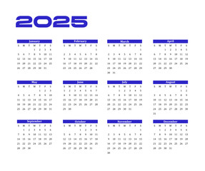 2025 New Year Calendar Template