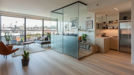 A contemporary loft apartment with open-plan Scandinavian-style living