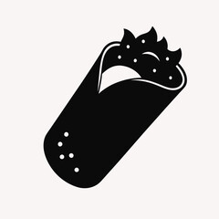 Fast Food Burrito Silhouette Icon  Vector Illustration Burrito Clipart for Prints