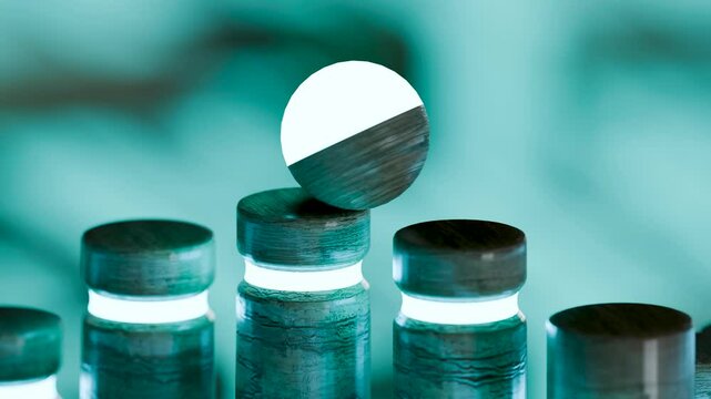 Oddly Satisfying wooden Marble Ball Motion on Tiles Smooth Seamless Loop animation, colorful ball rotating, realistic dynamics, Abstract wood geometry, Motion Graphics design, 3d render