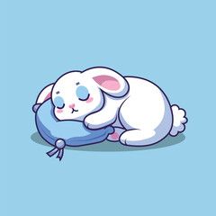 Cute Rabbit Sleeping Cartoon Vector Icon Illustration. Animal Nature Icon Concept Isolated Premium Vector. Flat Cartoon Style