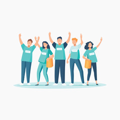 Obraz premium rawpixeloffice11_group_of_volunteers_kind_characters_stand_toge_0498822e-a0d2-4e53-9b0e-ab634341a62f-p