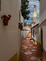 View of a beautiful street in the historic part of the traditional village of Nisa, in Alentejo, Portugal