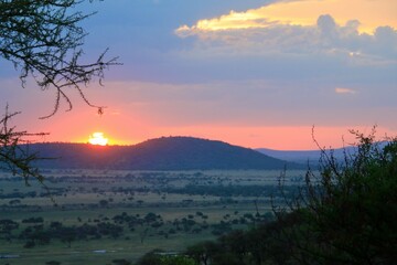 Sonnenuntergang in der Serengeti