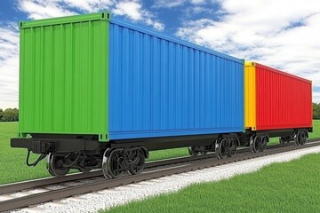 Obraz premium The global business of Container Cargo freight trains for Business logistics concepts, cargo planes, Rail transportation and maritime shipping, and Online goods orders worldwide.