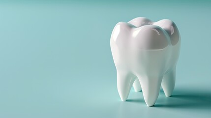 A close-up of a mockup tooth and dental tools on a trolley