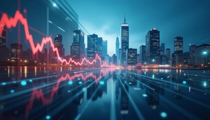 Obraz premium Cityscape with financial data visualization