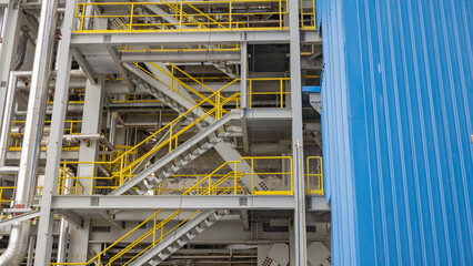Industrial Structure With Stairs. Closeup of a industrial building exterior with stairs