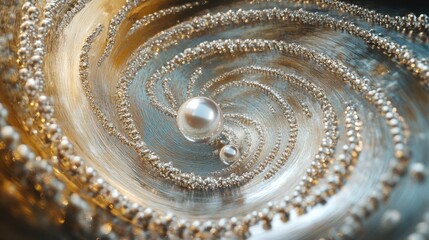 Fototapeta premium Beautiful pearls swirl in dynamic trails, forming a mesmerizing abstract pattern on a jewelry-patterned background during an artistic display