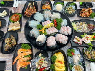 Korea style Seafood sashimi plate