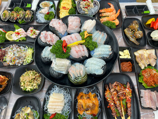 Korea style Seafood sashimi plate