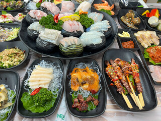 Korea style Seafood sashimi plate