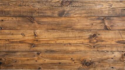 Naklejka premium Close-up of a vintage wooden plank showcasing natural texture, cracks, and knots in warm, earthy tones.