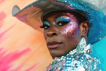 A close-up shot of a person's face with a hat on, great for use in portraits or editorial content
