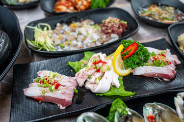 Korea style Seafood sashimi plate