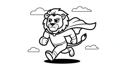 cute super hero lion running Generative aI
