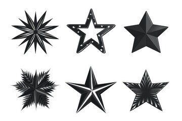 Obraz premium A set of black and white stars on a white background
