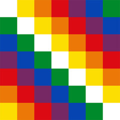The Wiphala is a square emblem commonly used as a flag to represent some native peoples of the Andes