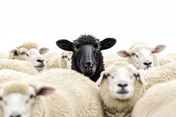 Fototapeta premium A group of sheep standing together, a scene from rural landscape