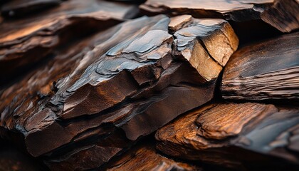 Close-up shots of natural textures (stone, wood, metal)