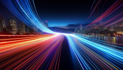 Light trails resembling digital data flow