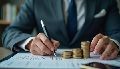  Financial planning in action  A professionals hands meticulously count and record money