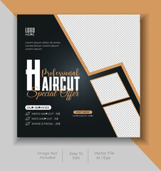 Barber shop hair salon social media post template. beauty spa business