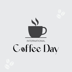 International Coffee Day vector art with coffee cup and coffee beans