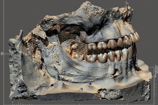 3D render of a dental implant being installed into a model of the gum