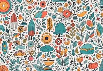 Set of trendy doodle and abstract retro icons, illustration