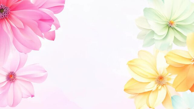 pastel flowers painted in watercolor style gently floating on a light background, perfect for relaxation and creative inspiration