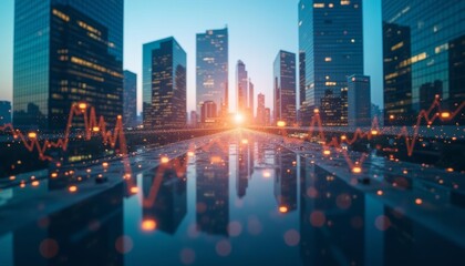  Vibrant Cityscape at Dusk with Sunrise