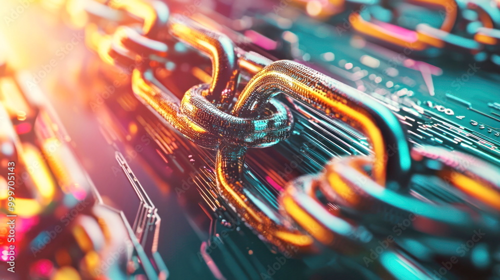 Aufkleber abstract chain and circuit board.