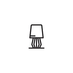 Line icon of modern desktop light fixture. Home and office illumination. Isolated object on white background. Editable stroke.