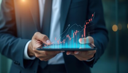  Professional analyzing financial data on tablet