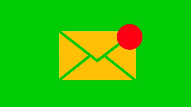 Animation of incoming message on green screen. incoming message notification concept