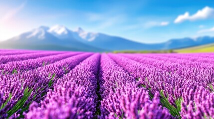 Naklejka premium Lavender Fields Stretching Toward the Horizon