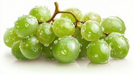 Fresh Green Grapes with Dew Drops.