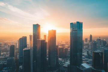 Obraz premium city at sunset