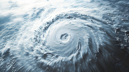 A satellite view captures a tropical cyclone forming over the ocean, vividly illustrating the increasing frequency of extreme weather events linked to climate change. 