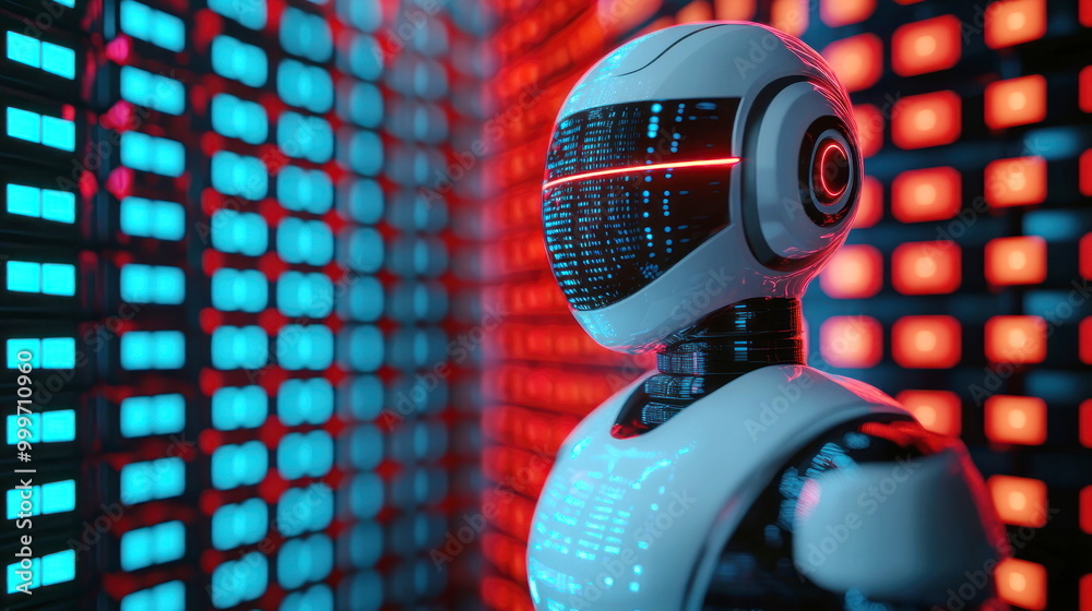 Poster AI Robot In Data Center.