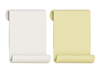 Blank paper scroll 3d on png transparent background.