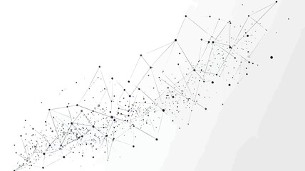 Abstract Grey Growth Chart with Polygon Line and Connecting Dots and Lines on Low Poly Background for Business and Technology