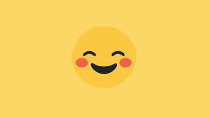 Bright Yellow Flat Smiling Face Emoticon Vector Art for Social Media, Messaging, Emotional Communication, and Digital Design Projects