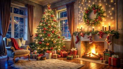 Obraz premium Festive Merry Christmas Scene