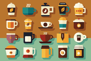 Coffee and coffee shop related icon VECTOR