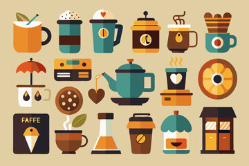 Coffee and coffee shop related icon VECTOR